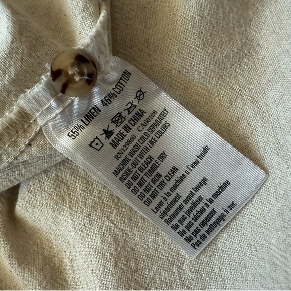 Rhythm. Classic Linen Cotton Shirt Dress in Cream Women’s Size Medium - Picture 8 of 12